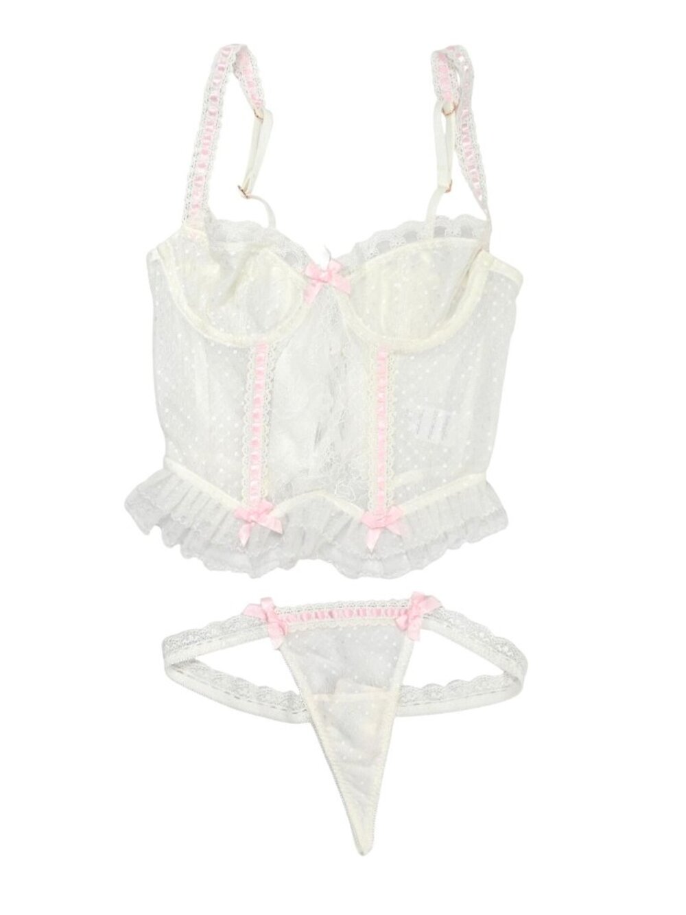 Cosette di Ames Venetia Corset & Lace Thong in White